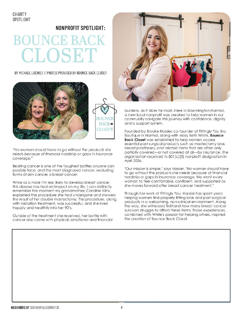 Preview of the Nonprofit Spotlight article about Bounce Back Closet